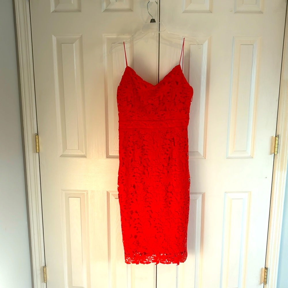 Soprano Size L red backless lace dress